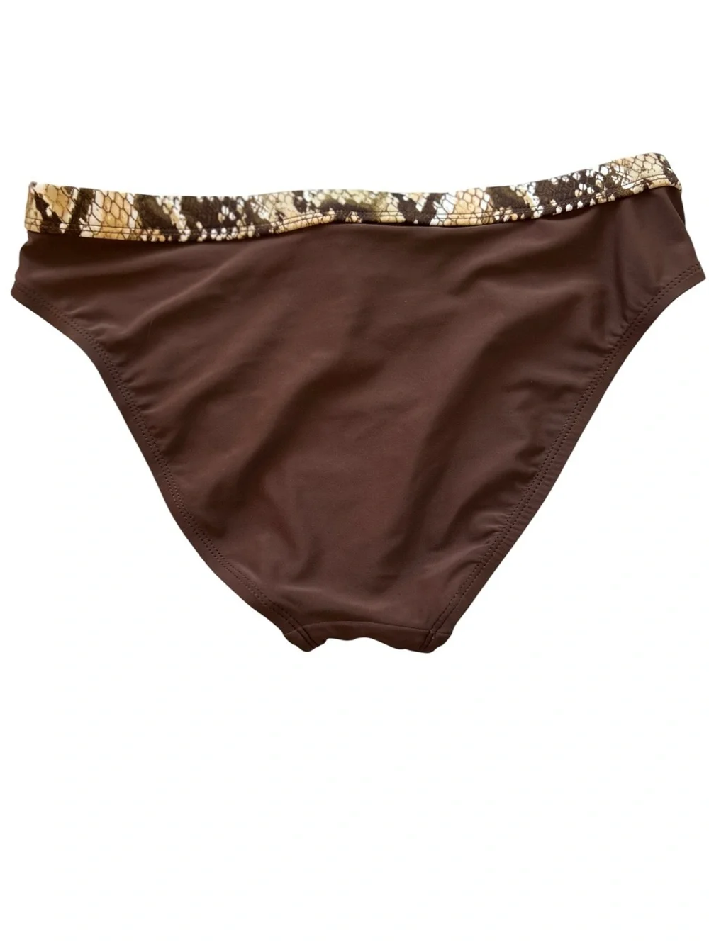 Kenneth Cole Reaction Brown Bikini Bottom with Snake-Print Waistband - NWT - M